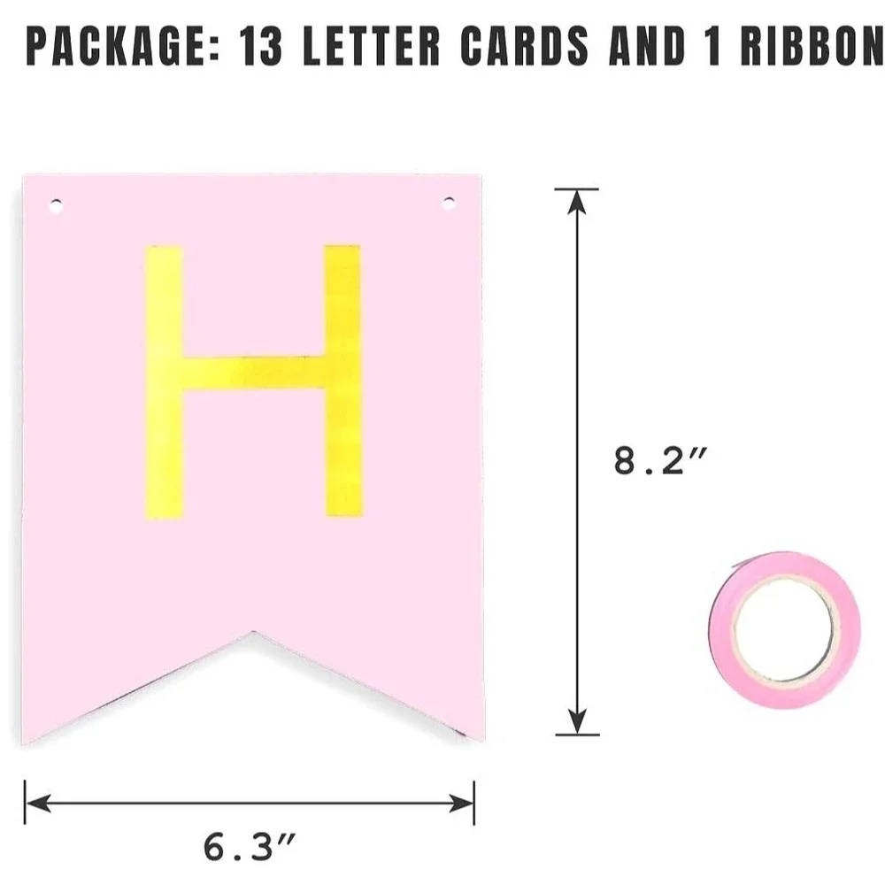 Pink Gold Happy Birthday Banner –‎ Large Backdrop Sign for Party Décor